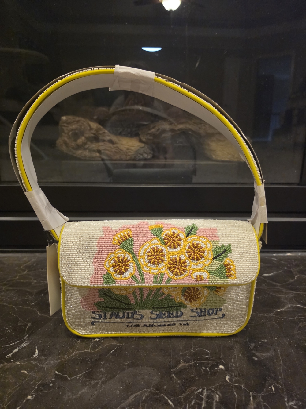 Staud Seed Shop Beaded Floral Crossbody Bag - Yellow